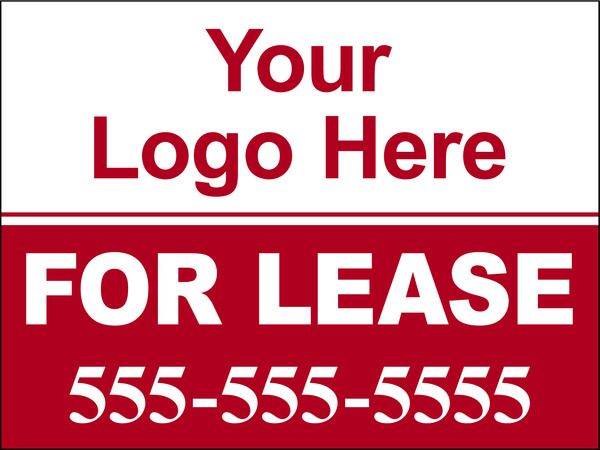 For Lease Sign Panel, with area for Custom Logo, 18h x 24w, 4mm Corrugated Plastic